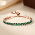 Gold Emerald Adjustable Tennis Bracelet